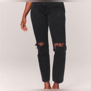 Abercrombie & Fitch Dark Gray Distressed Women's Jeans 90’s Straight